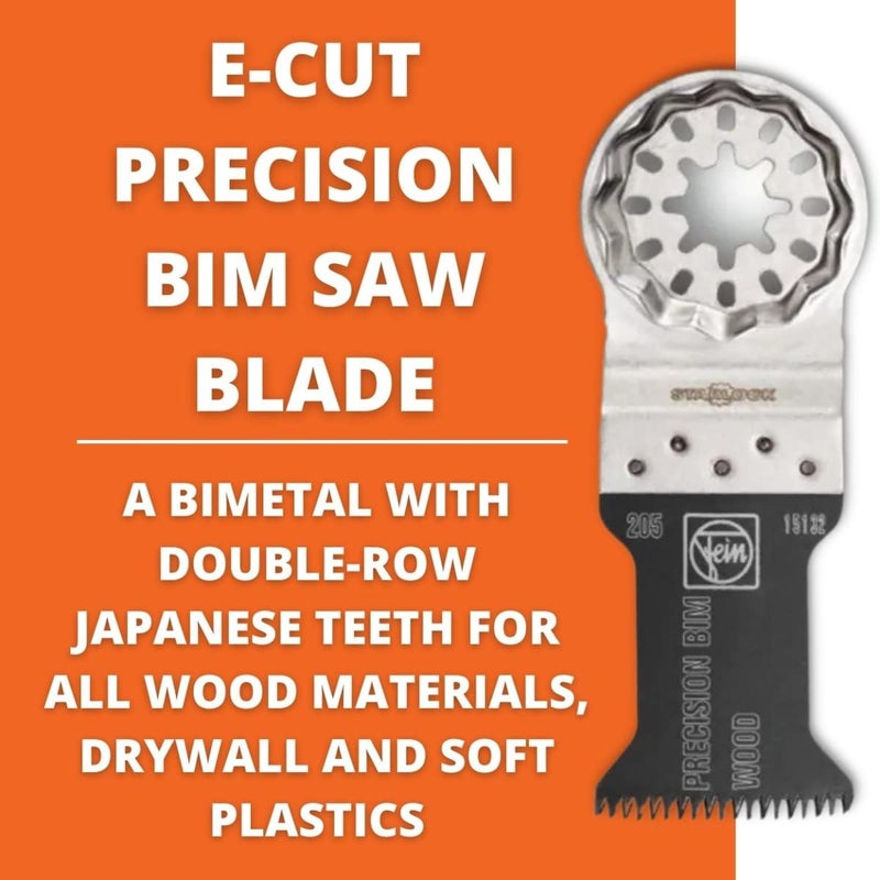 Fein Starlock E-Cut Precision Saw Blade - Precision Cutting for Wood  Drywall & Soft Plastics  Bimetal with Double-Row Japanese Teeth  Narrow Waisted  1-3/8"" Width  2"" Length  10-Pack - 63502205290 - Image 3